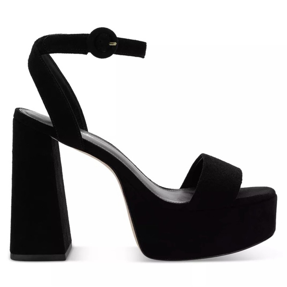 Larroude Women’s Dolly High Heel Platform Shoe - size 7.5 - Black Suede